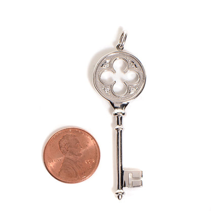 Tiffany White Gold Diamond Quatrefoil Key Pendant 2 of 4