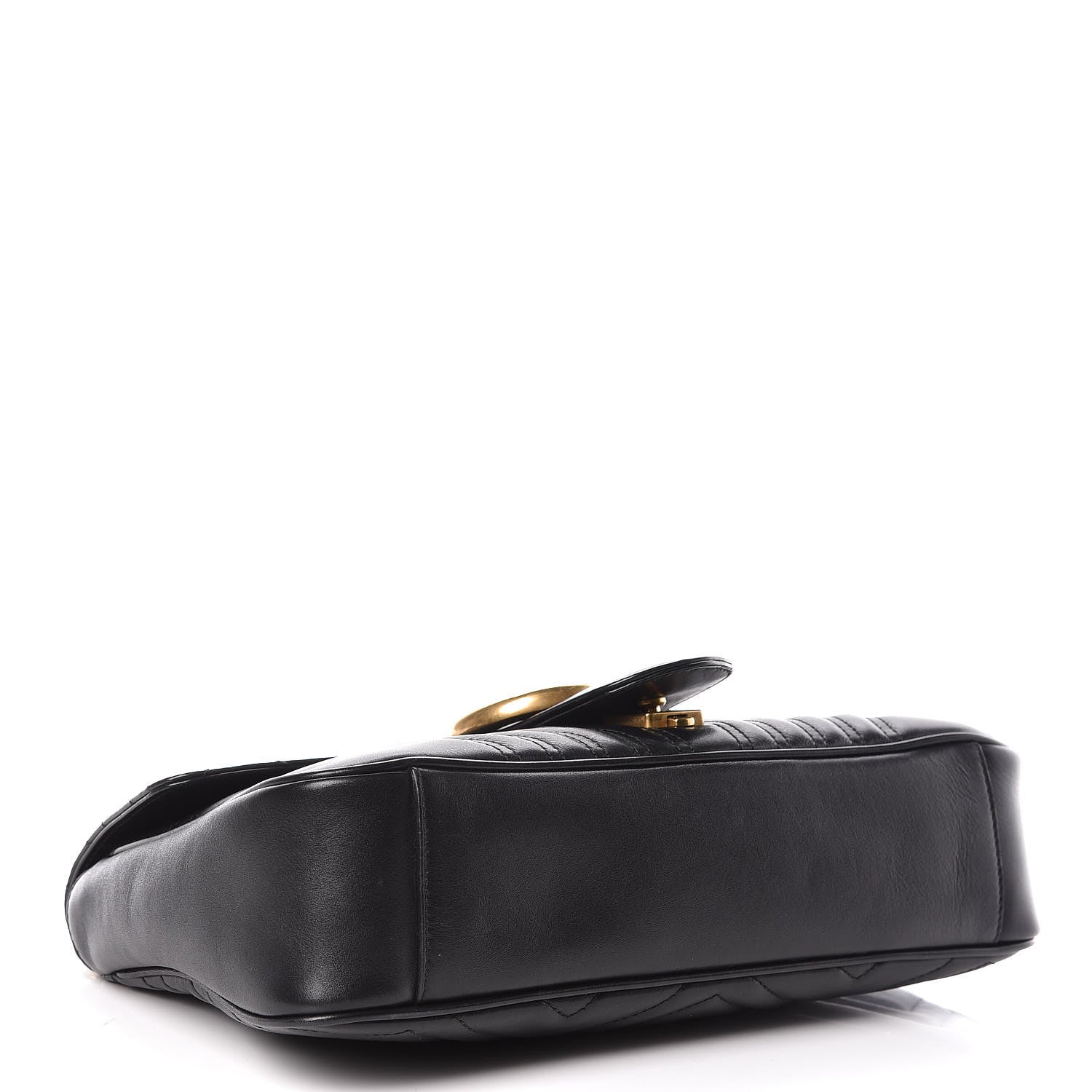 Gucci Calfskin Matelasse Medium GG Marmont Shoulder Bag Black 4 of 13