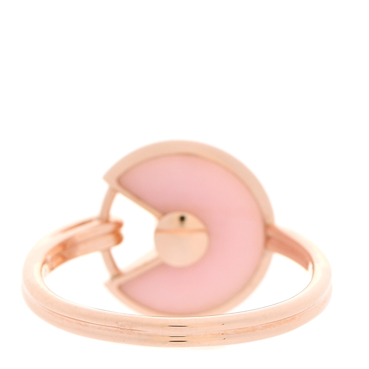 18K Pink Gold Diamond Pink Opal Amulette de Cartier Ring 51 5.75