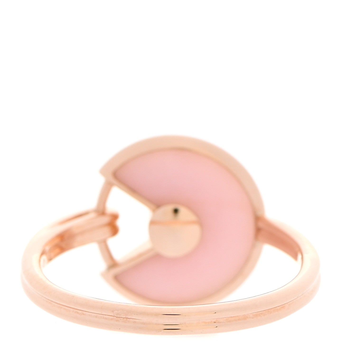 Cartier 18K Pink Gold Diamond Pink Opal Amulette de Cartier Ring 51 5.75 3 of 6