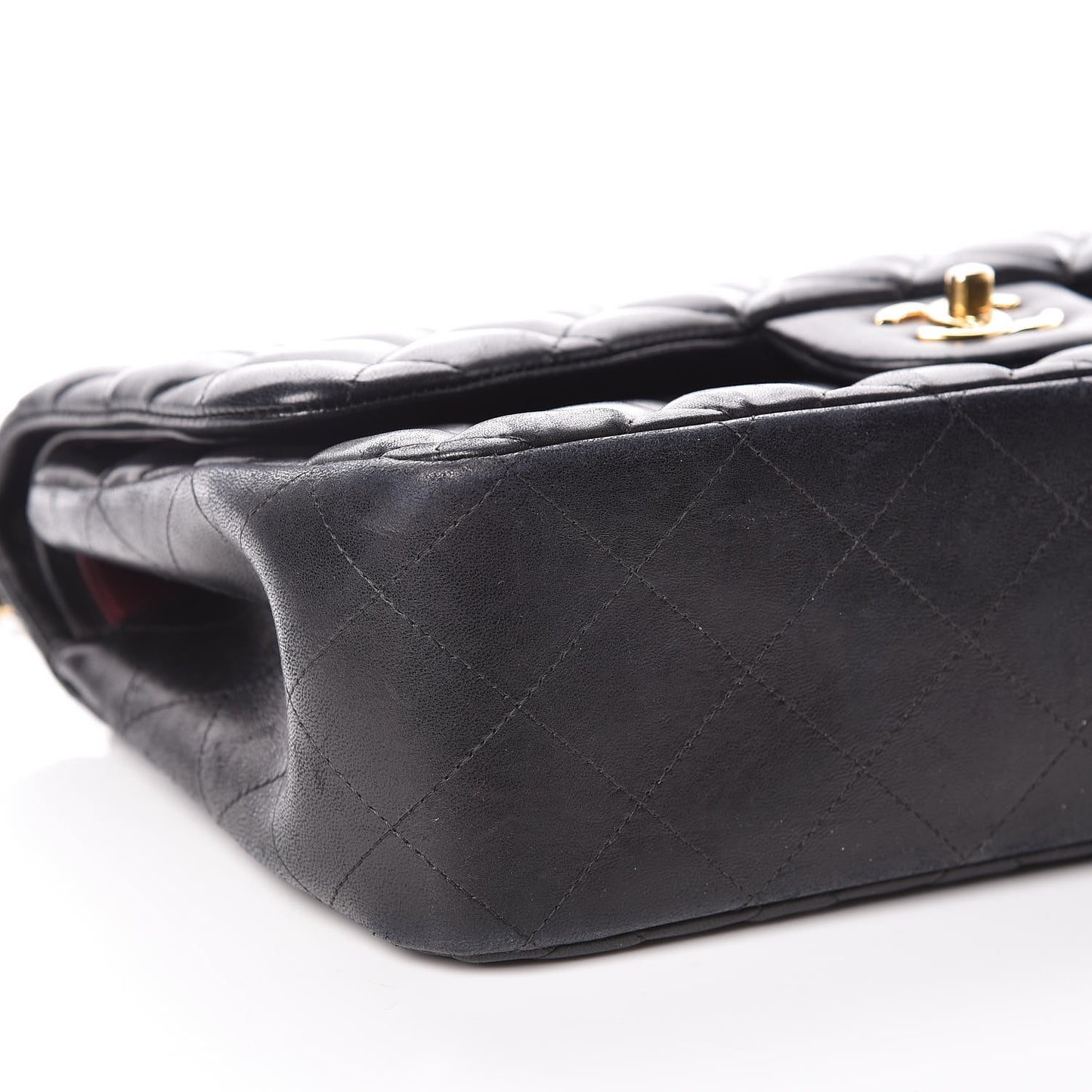 Lambskin Quilted Jumbo Double Flap Black