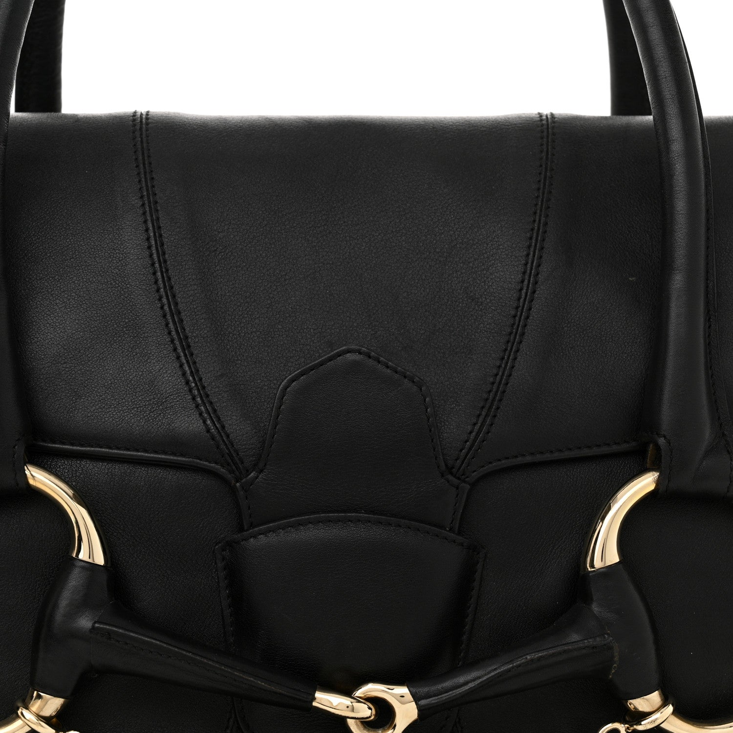 Gucci Grained Calfskin Large Horsebit Chain Flap Bag Black 8 of 16