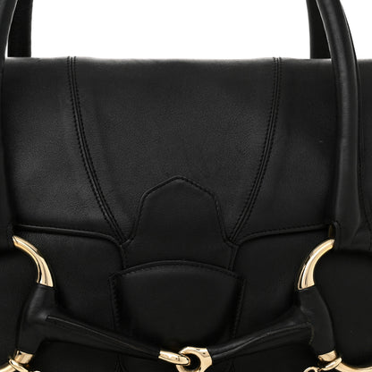 Gucci Grained Calfskin Large Horsebit Chain Flap Bag Black 8 of 16