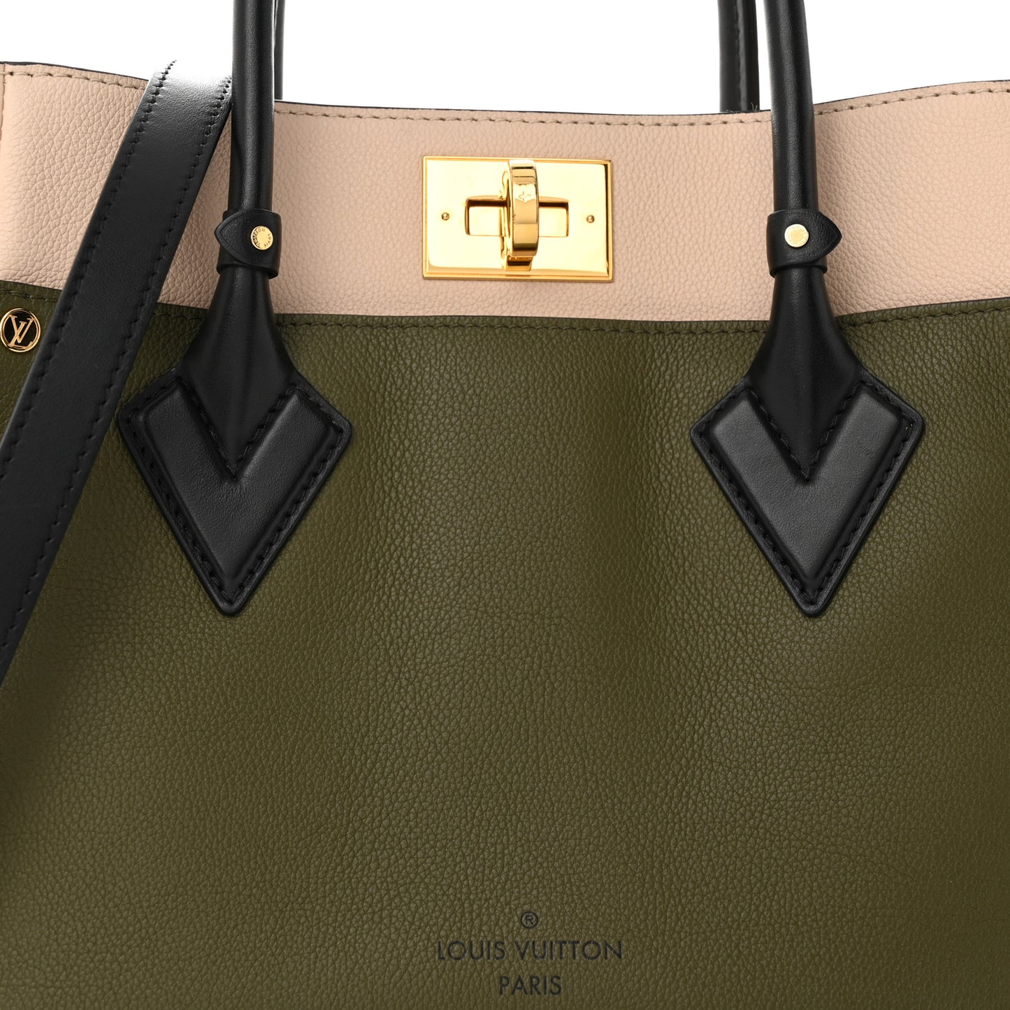 Calfskin Monogram On My Side MM Laurier Green Toffee Latte Beige