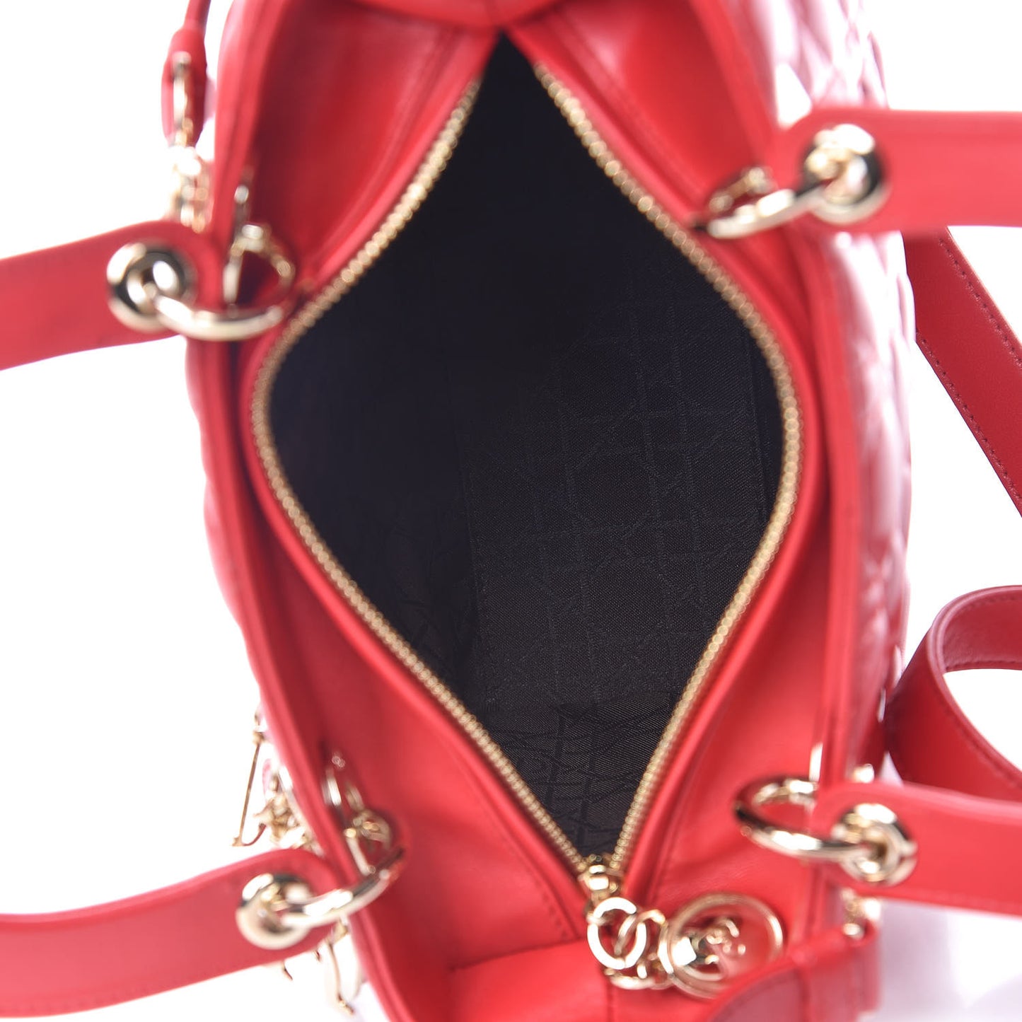 Lambskin Cannage Medium Lady Dior Red