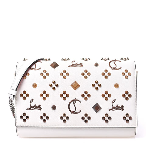 Calfskin Spikes Loubinthesky Paloma Clutch Snow