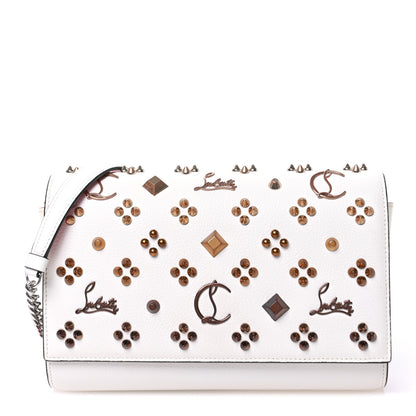 Christian Louboutin Calfskin Spikes Loubinthesky Paloma Clutch Snow 1 of 9