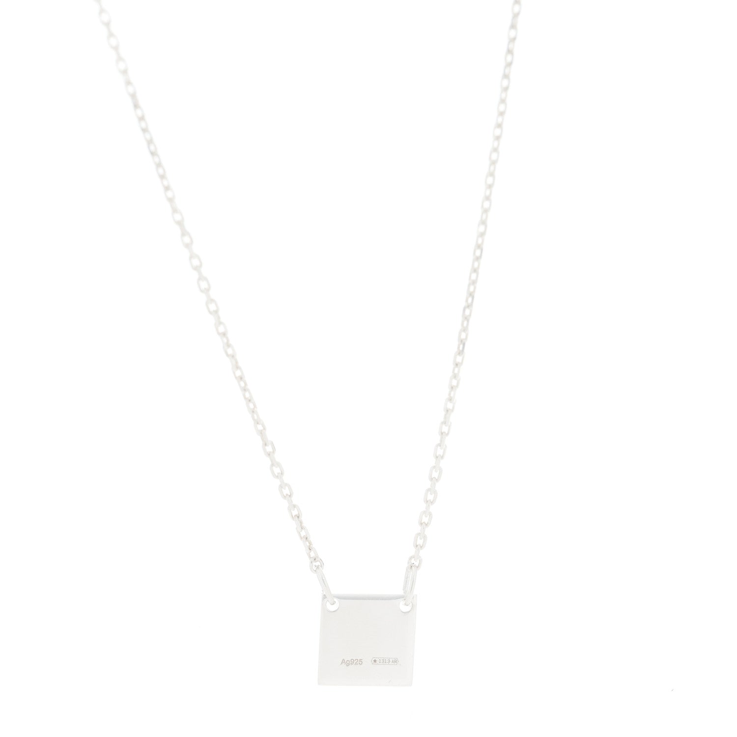 Gucci Sterling Silver Logo Square Tag Necklace 3 of 4