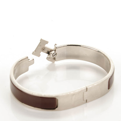 Hermes Enamel Narrow Clic Clac H Bracelet PM Chocolate 4 of 4
