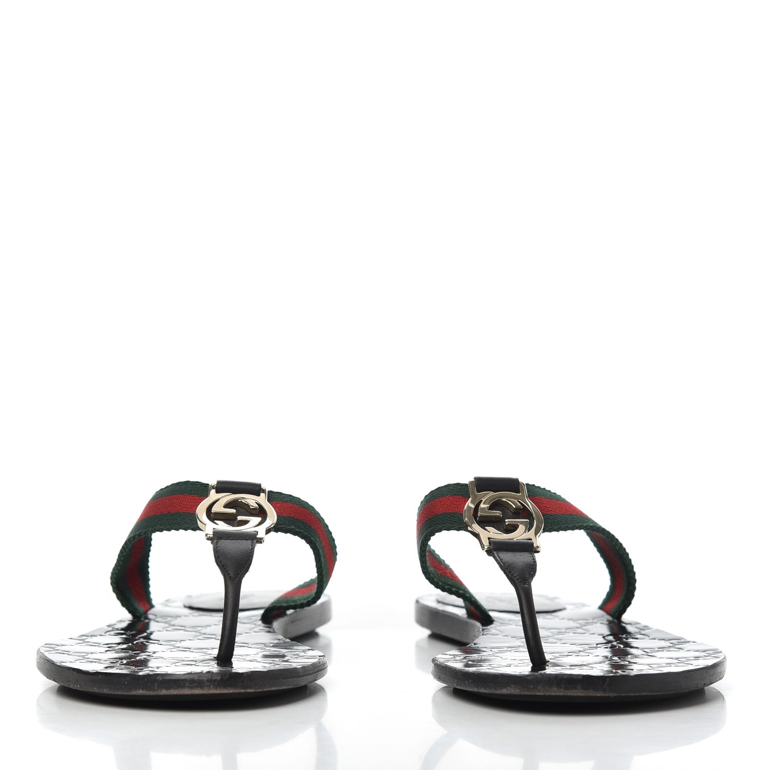 Gucci Nylon Guccissima Web Womens Thong Sandals 38.5 Green Red Black 2 of 16