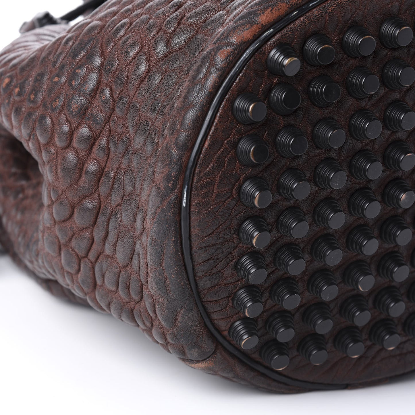 Pebbled Lambskin Diego Bucket Bag Beet Black Hardware