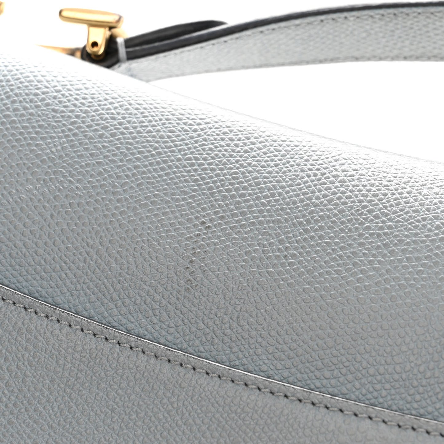 Grained Calfskin Saddle Bag Grey Stone