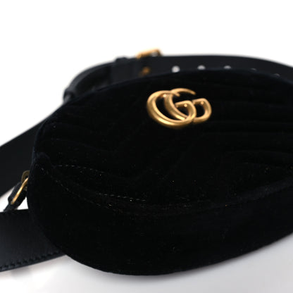 Gucci Velvet Matelasse GG Marmont Belt Bag 85 34 Black 8 of 9
