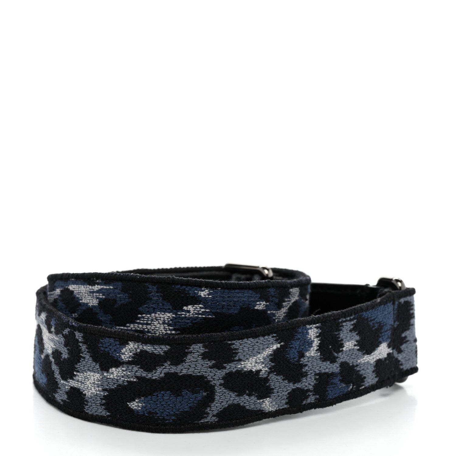 Christian Dior Canvas Mizza Embroidered Leopard Shoulder Strap Bleu Black 2 of 5