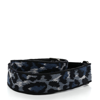 Christian Dior Canvas Mizza Embroidered Leopard Shoulder Strap Bleu Black 2 of 5