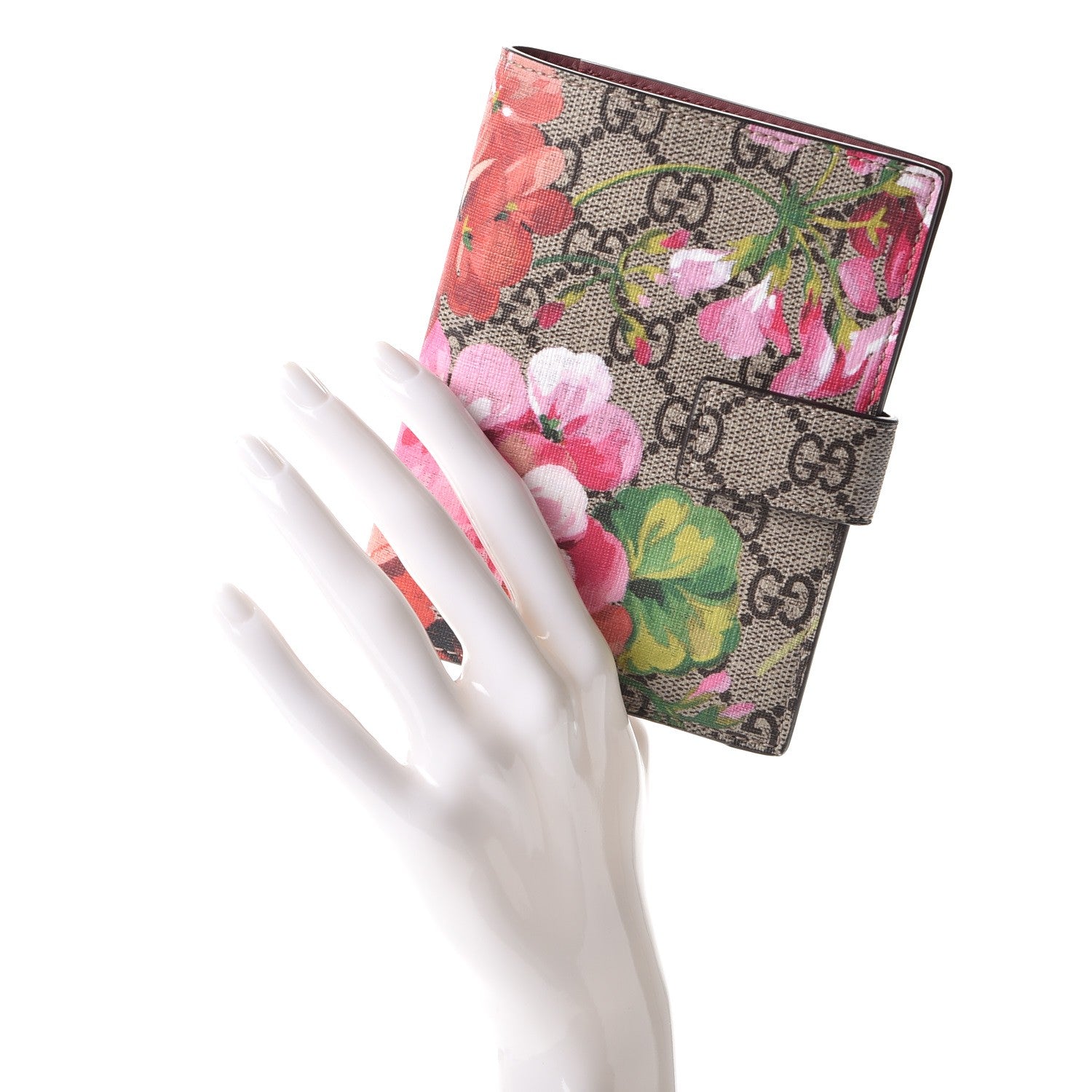 Gucci GG Supreme Monogram Blooms Passport Case Beige Multicolor Dry Rose 2 of 8