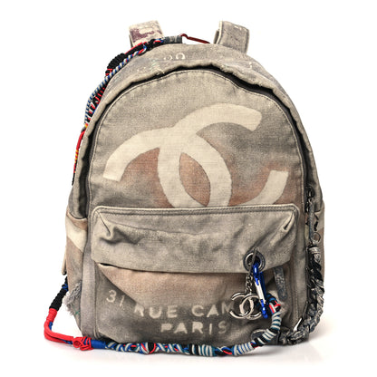 Chanel Graffiti Printed Canvas Medium Backpack Grey 1 of 10