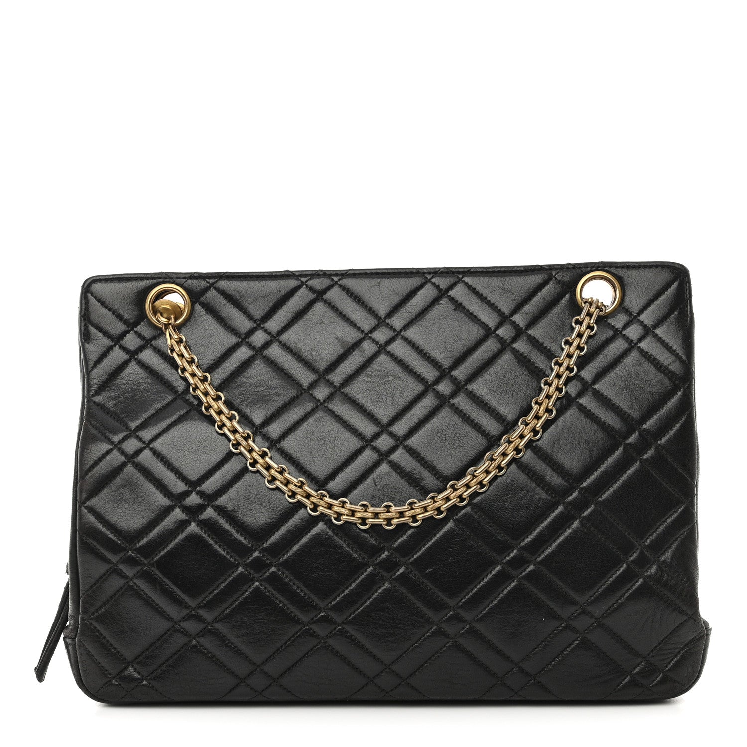 Chanel Lambskin Double Stitch Quilted Tote Black 1 of 19
