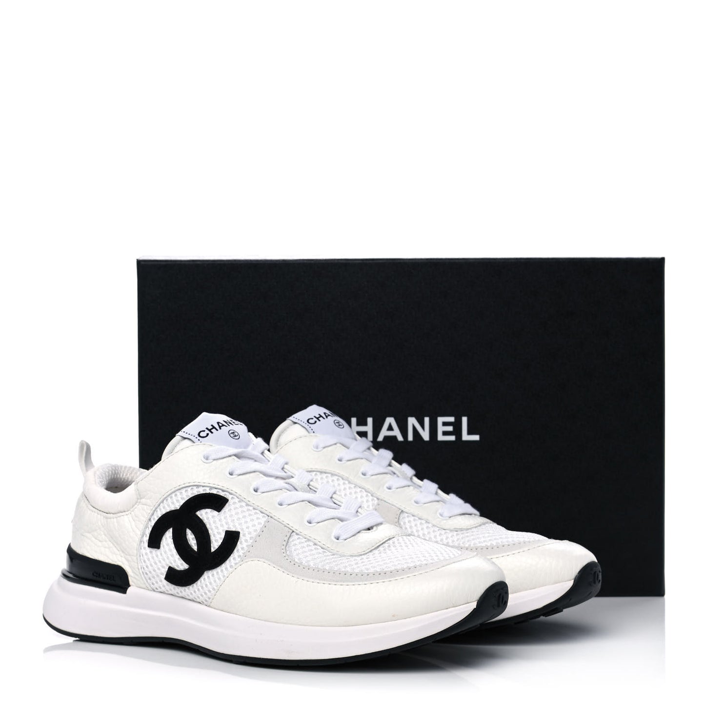 Calfskin Mesh Lycra Suede Womens Logo Sneakers 40 White