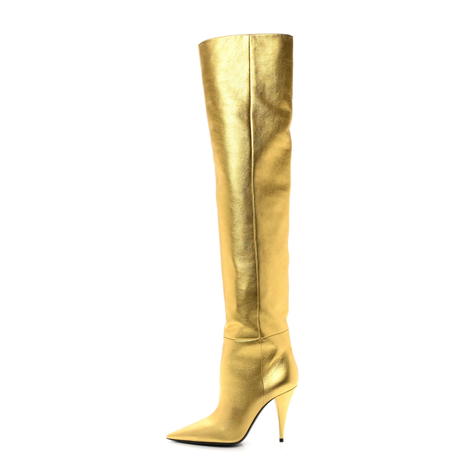 Saint Laurent Metallic Calfskin Kiki Over The Knee Boots 36.5 Gold 1 of 8