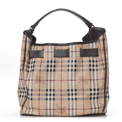 Burberry Haymarket Check Medium Walden Belted Hobo Chocolate 1 of 12