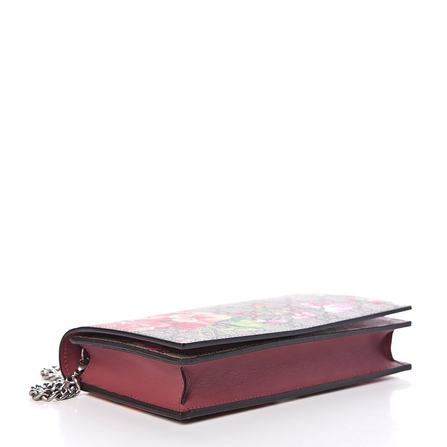 GG Supreme Monogram Blooms Chain Wallet Beige Multicolor Dry Rose