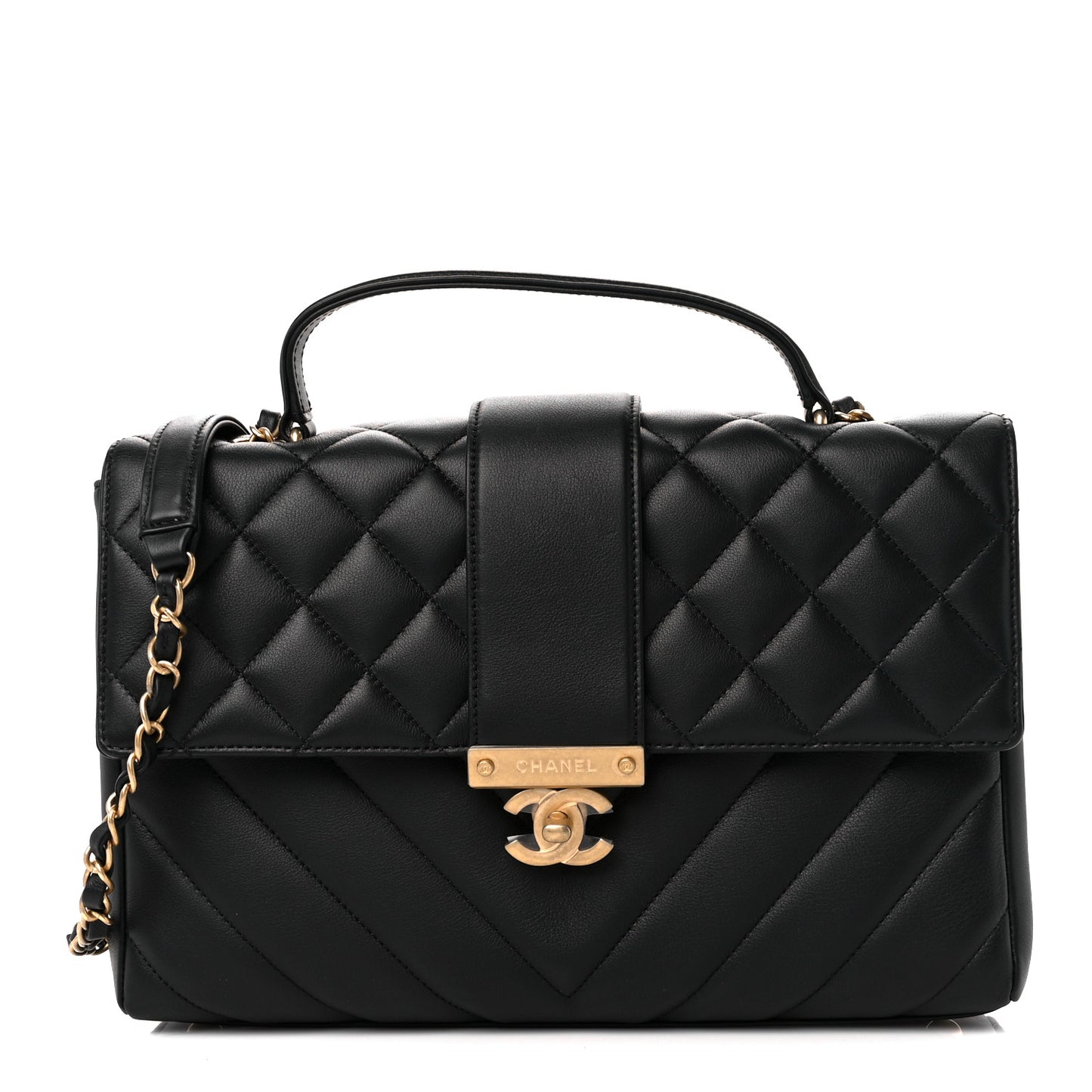 Calfskin Quilted Chevron In The City Bag Black