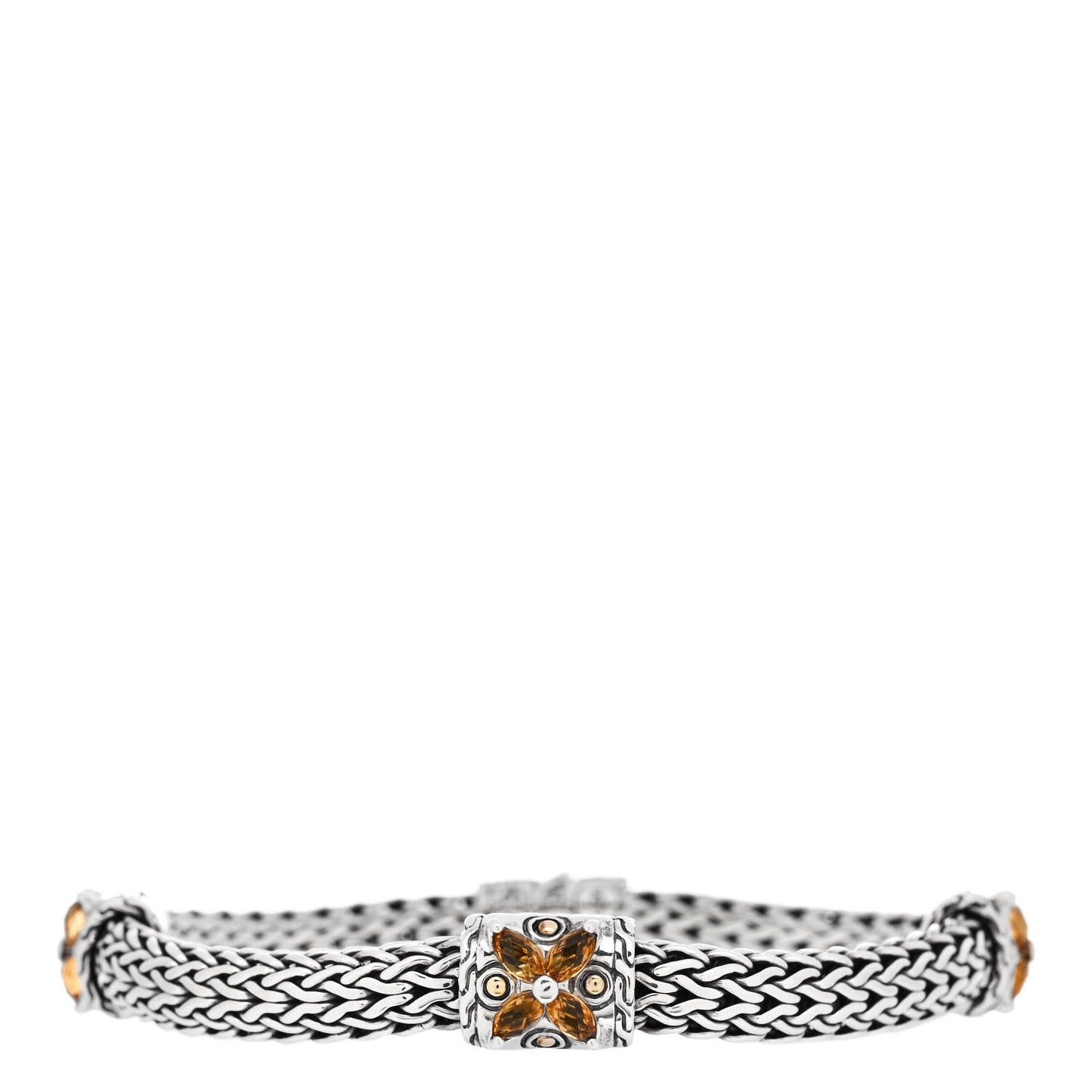 Sterling Silver 18K Yellow Gold Citrine Batu Kawung Bracelet