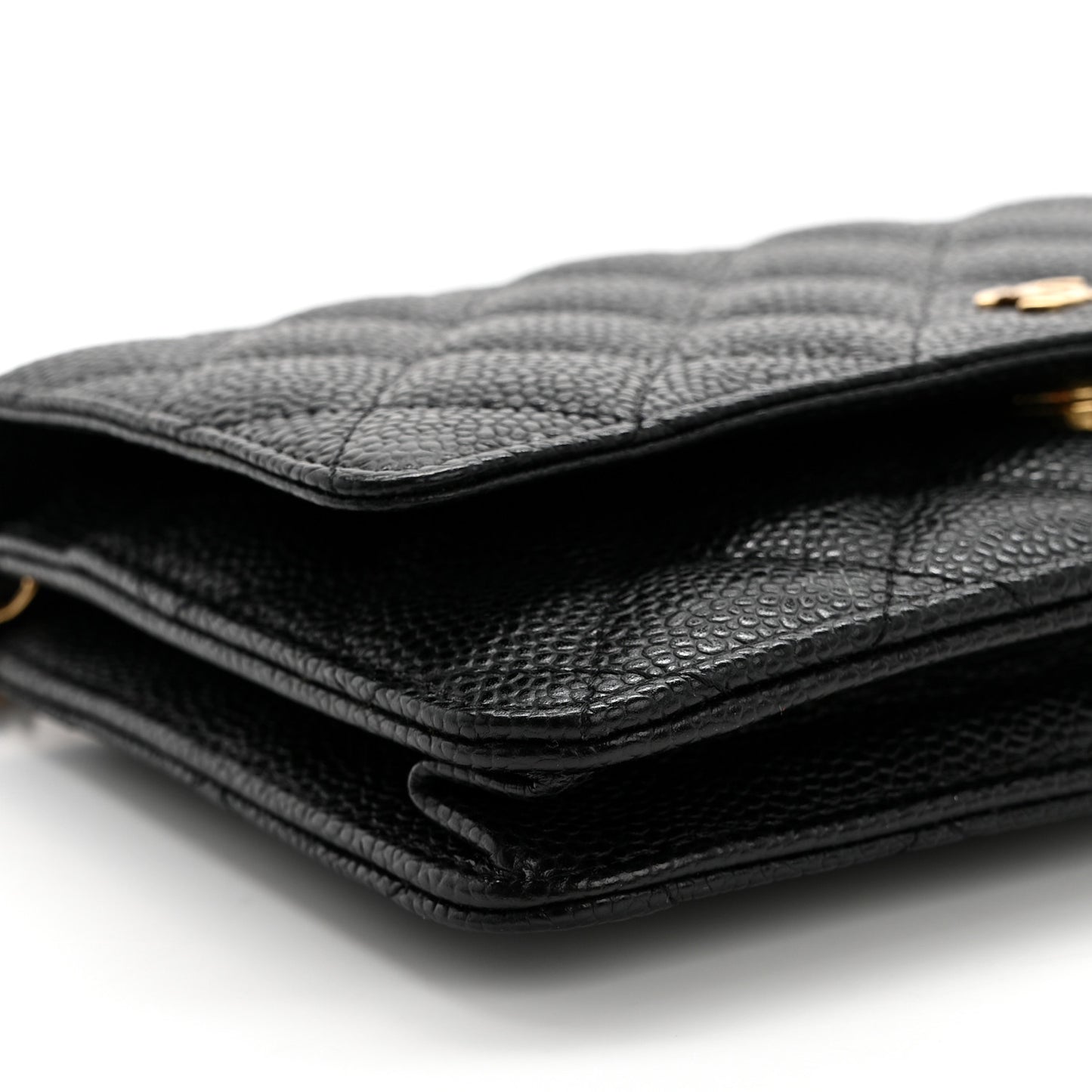 Caviar Quilted Wallet on Chain WOC Black