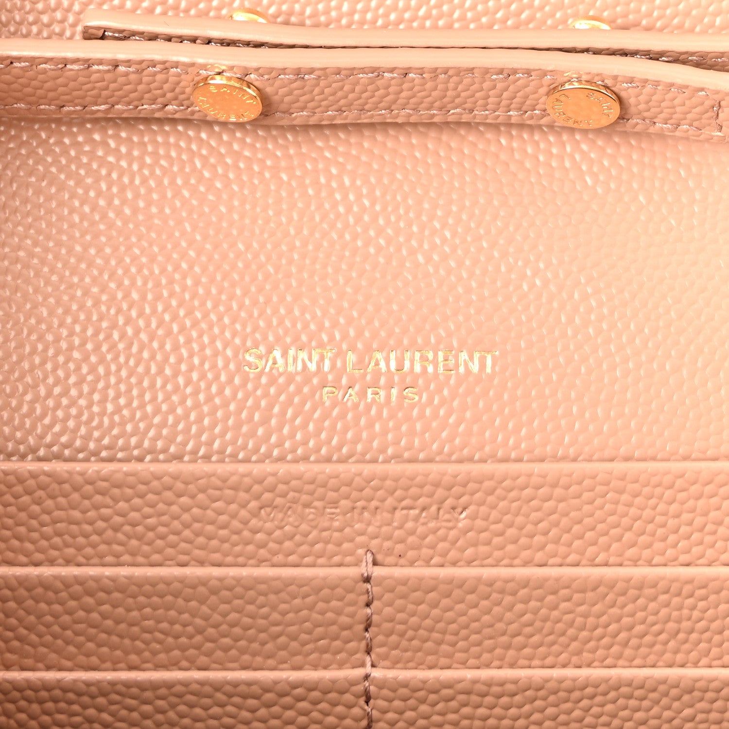 Saint Laurent Grain De Poudre Matelasse Chevron Monogram Chain Wallet Vintage Peach 6 of 9