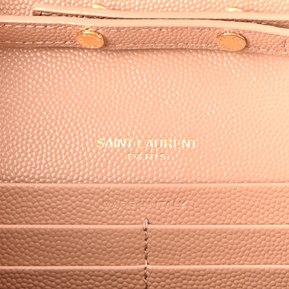 Saint Laurent Grain De Poudre Matelasse Chevron Monogram Chain Wallet Vintage Peach 6 of 9