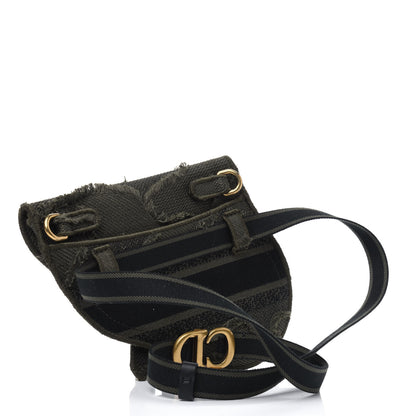Christian Dior Canvas Embroidered Camouflage Saddle Belt Bag Green 2 of 4
