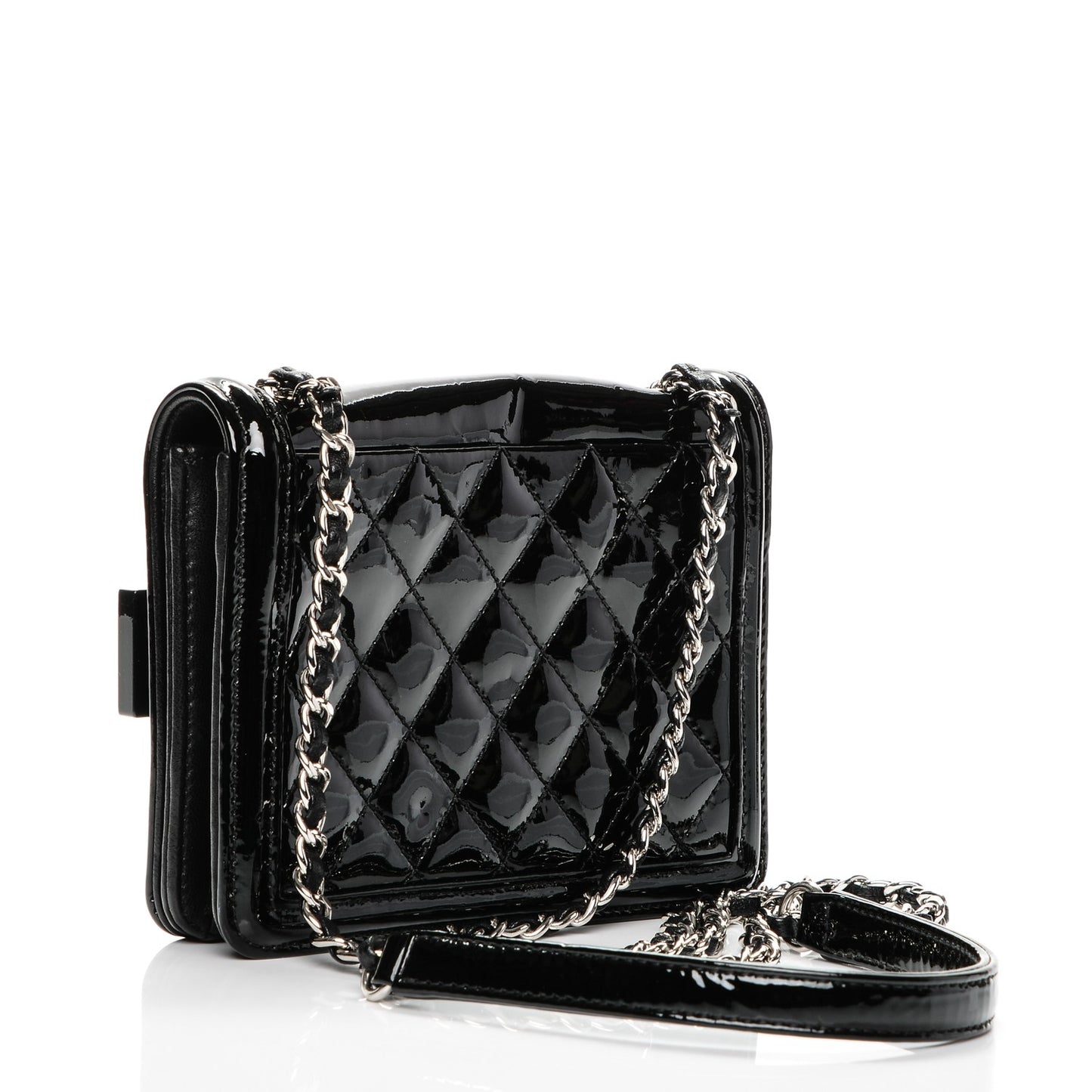 Plexiglass Patent Mini Striped Boy Brick Flap Black White