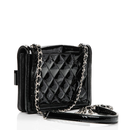 Chanel Plexiglass Patent Mini Striped Boy Brick Flap Black White 3 of 10