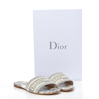 Christian Dior Canvas Toile de Jouy Embroidered Dway Flat Slide Sandals 35.5 Grey Stone 9 of 9