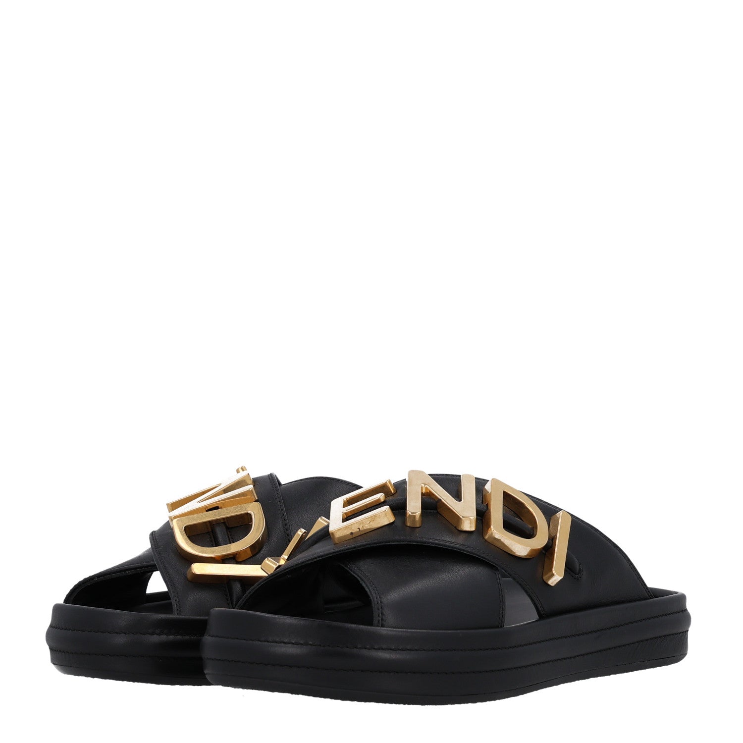 Fendi Vitello Womens Fendigraphy Slide Sandals 36 Black 4 of 11