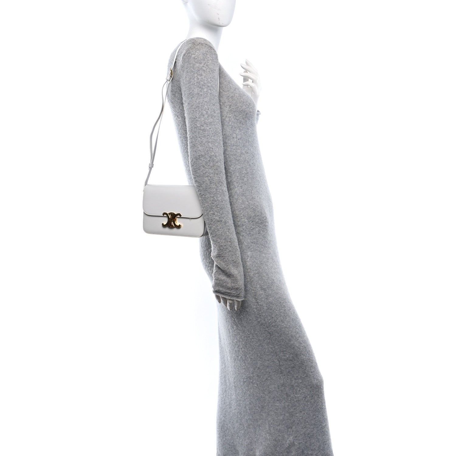 Celine Shiny Calfskin Teen Triomphe Arctic White 2 of 9