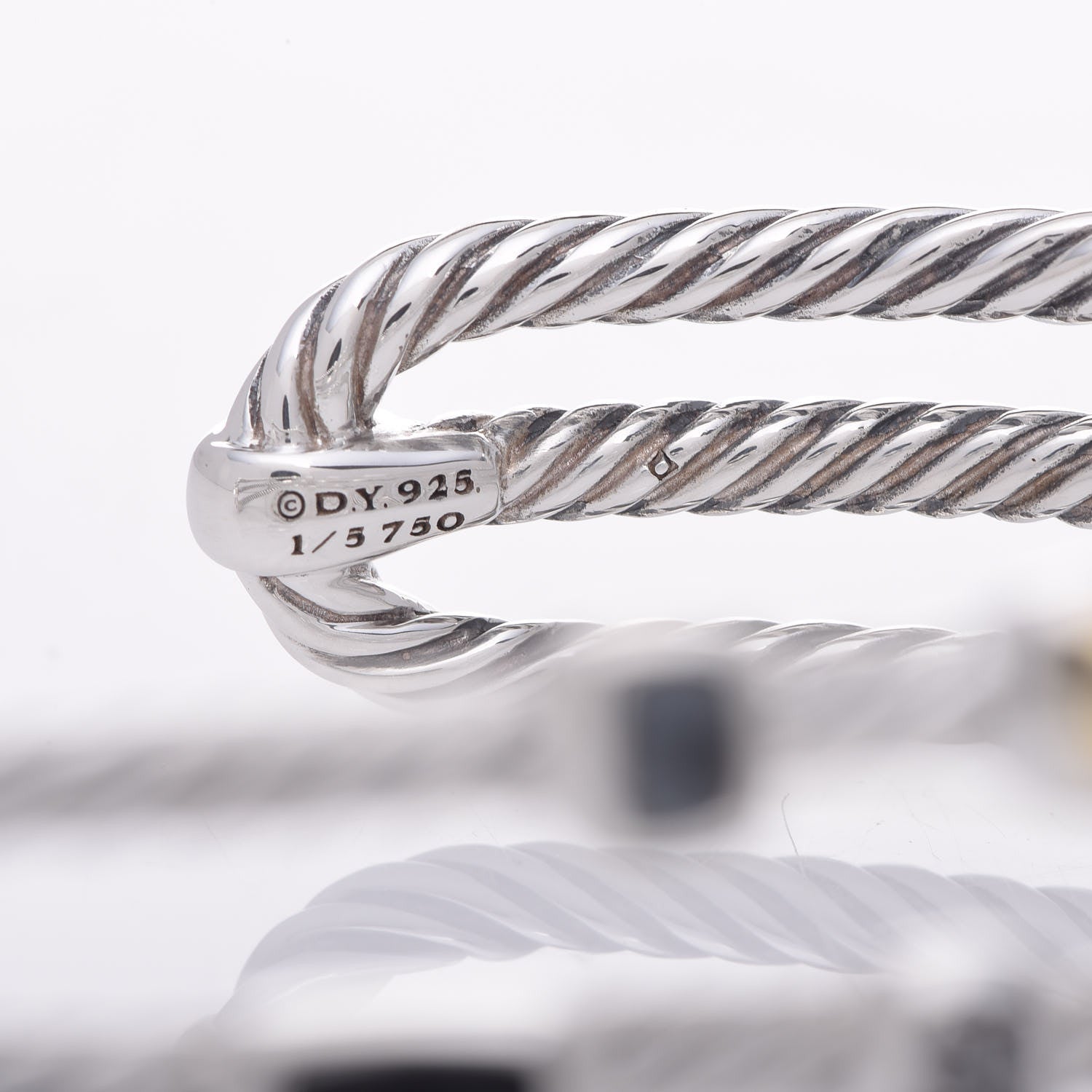 David Yurman Sterling Silver 18K Yellow Gold Black Diamond Hematite Black Onyx Three Row Confetti Cuff Bracelet 4 of 6