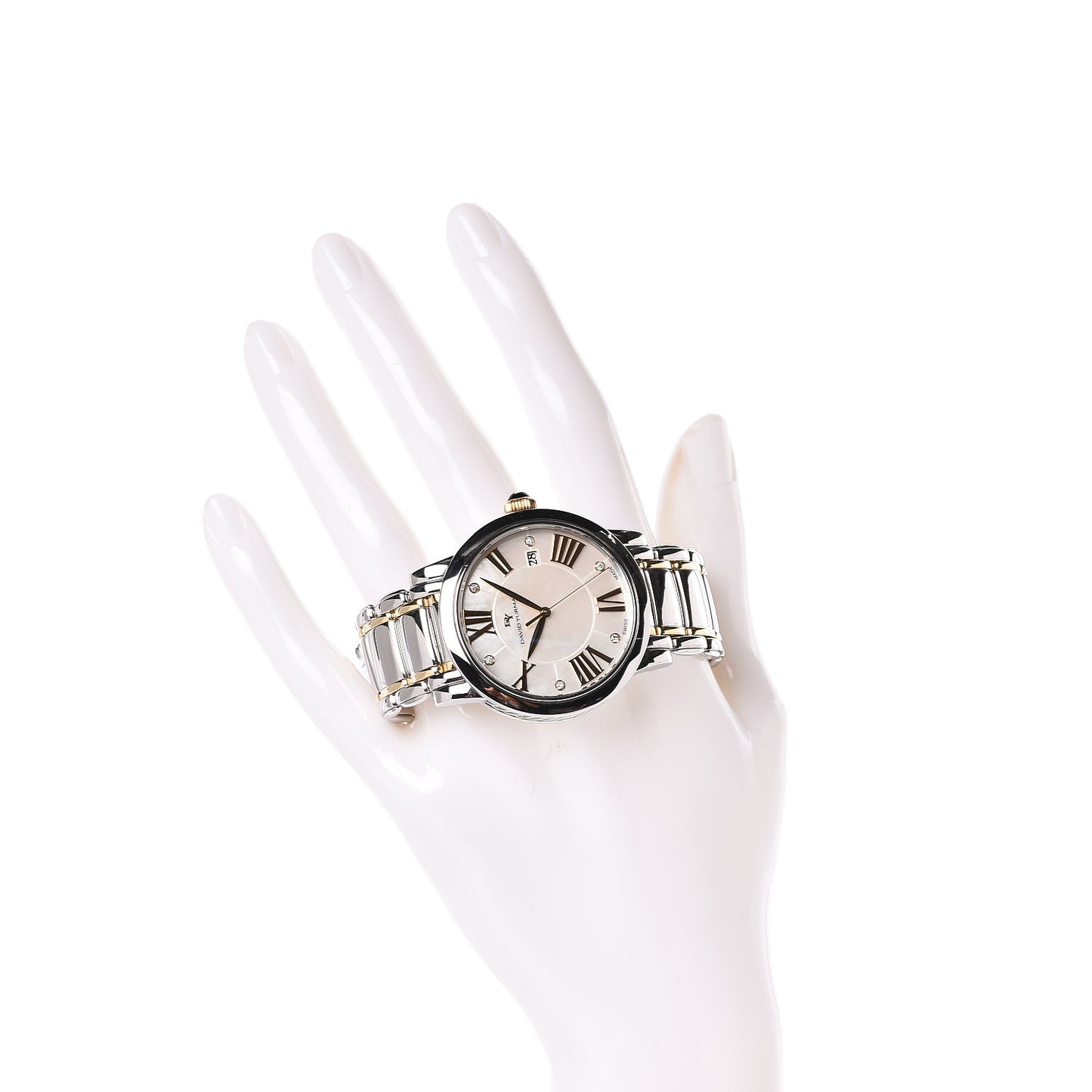 Stainless Steel 18K Yellow Gold Diamond Mother of Pearl 30mm Classic Quartz Watch
