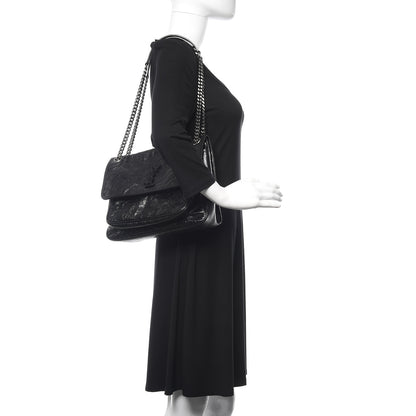Saint Laurent Crinkled Calfskin Matelasse Monogram Medium Niki Chain Satchel Black 2 of 10