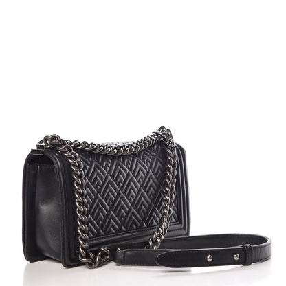 Chanel Lambskin Chevron Quilted Medium Boy Flap Black 3 of 16