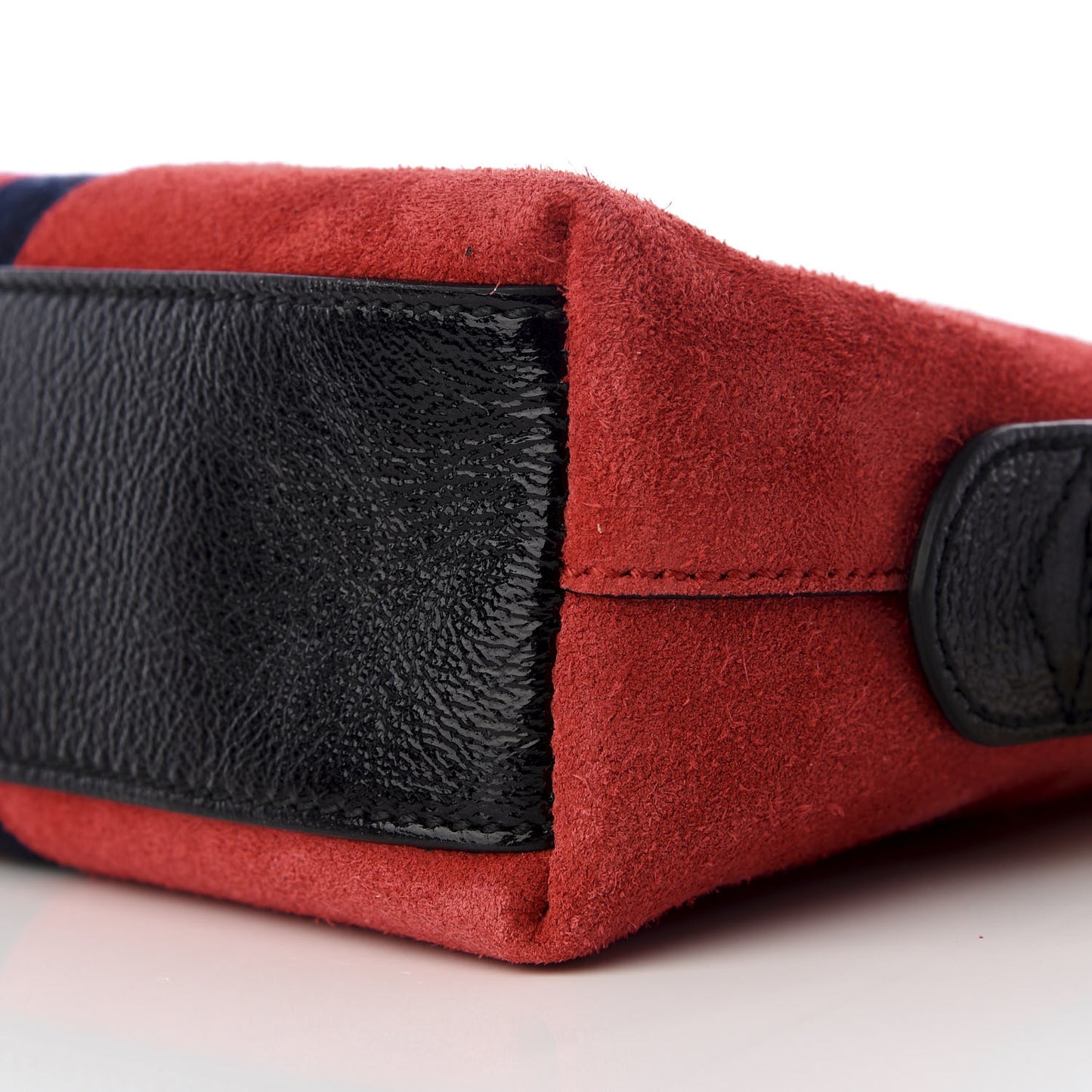 Suede Patent Web GG Small Ophidia Dome Shoulder Bag Hibiscus Red