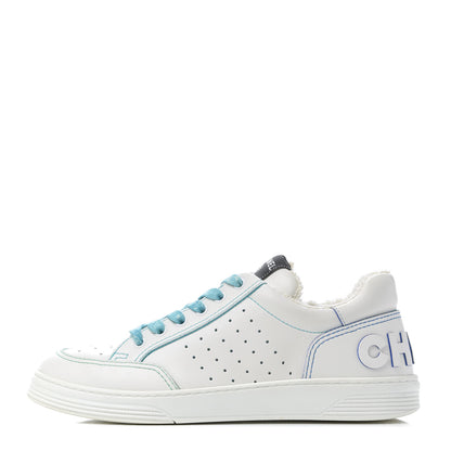 Chanel Calfskin Womens Logo Sneakers 40 White Blue 1 of 20