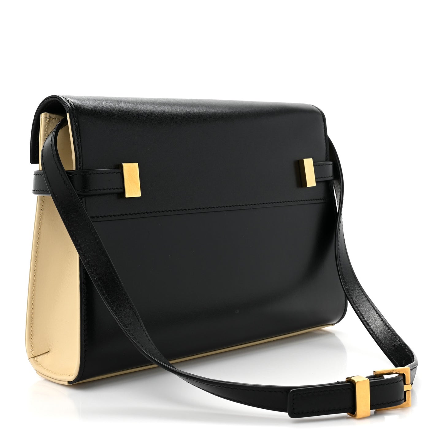 SAINT LAURENT Smooth Calfskin Manhattan Shoulder Bag Black Beige