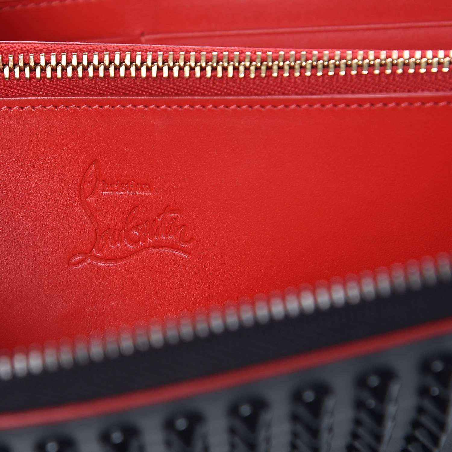 Christian Louboutin Calfskin Panettone Spiked Zip Around Wallet Black 6 of 7