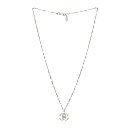 Chanel Crystal Timeless CC Necklace Silver 3 of 4