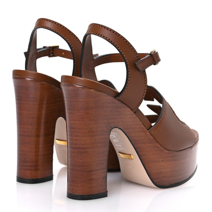 Gucci Cosmos Softy Calfskin Wooden Interlocking G Cut-Out 30/120mm Platform Sandals 35.5 Cuir 5 of 14