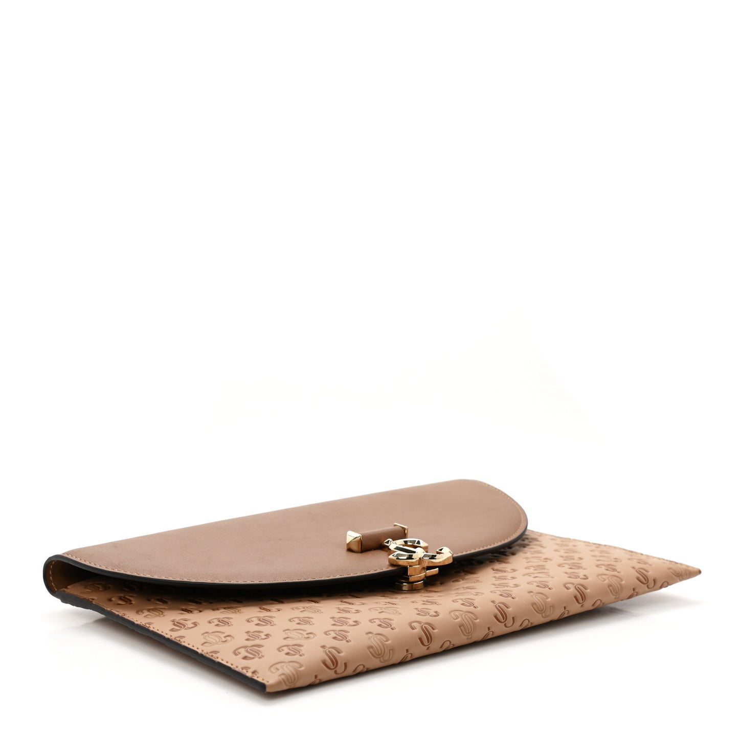 Calfskin JC Embossed Envelope Pouch Caramel