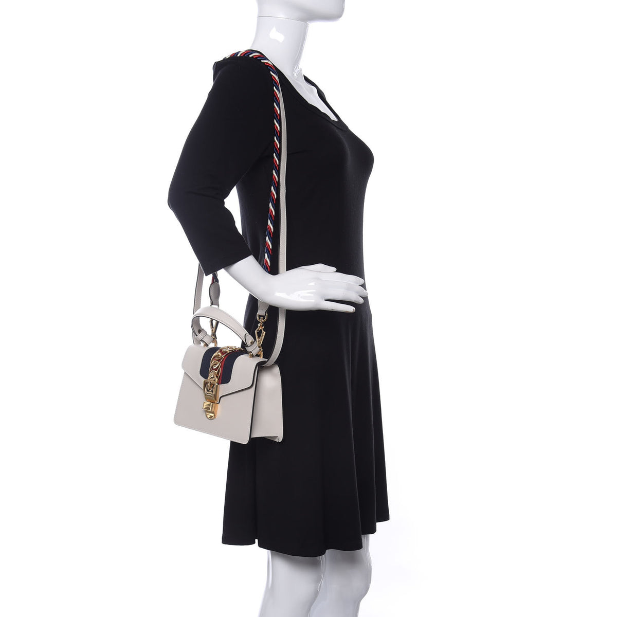 Gucci Calfskin Mini Sylvie Top Handle Bag White 2 of 8