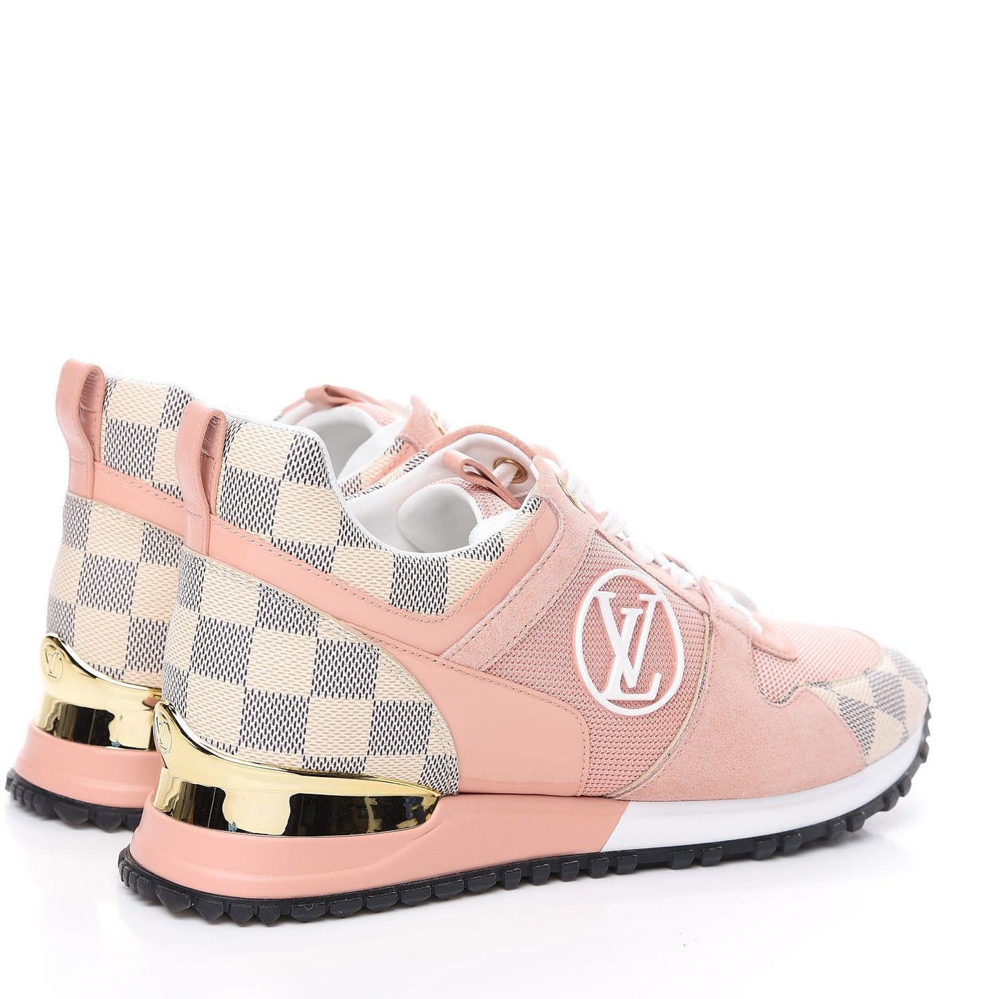 Suede Damier Azur Run Away Sneakers 39 Pink